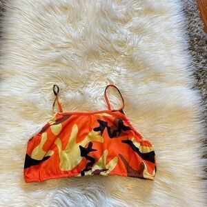 Orange, Yellow & Black Camo Crop Top